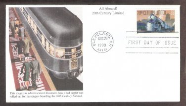 Streamliner 20th Century Limited J3A Locomotive USPS, Mystic, First Issue FDC USA