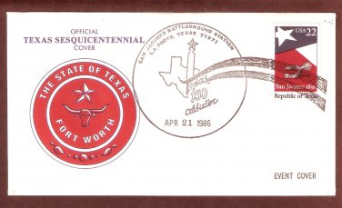 Texas Sesquicentennial, San Jacinto Battleground Station, Silver Spur 1986 Event Cover