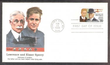 Lawrence and Elmer Sperry, Aviation Airmail, FW, USPS First Issue USA