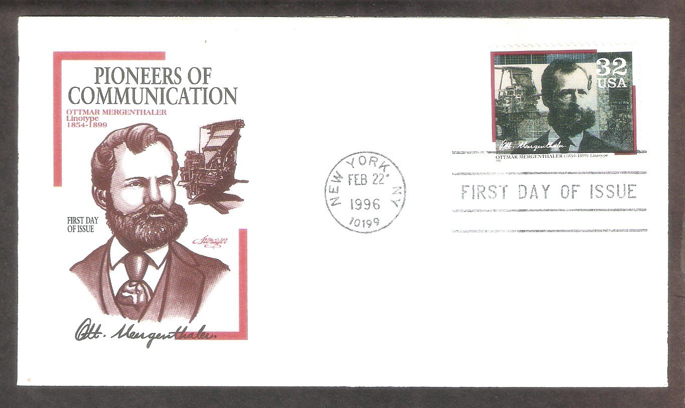 Pioneers of Communication, Honoring Ottmar Mergenthaler, Linotype, AM, First Issue USA