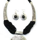 Black Breastplate Necklace Set