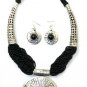 Black Breastplate Necklace Set