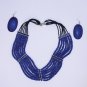 Blue 7 layered necklace set