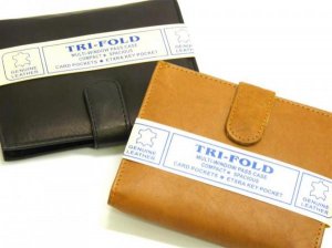 TRI FOLD GENUINE LEATHER MULTI WINDOW LGE BROWN WALLET