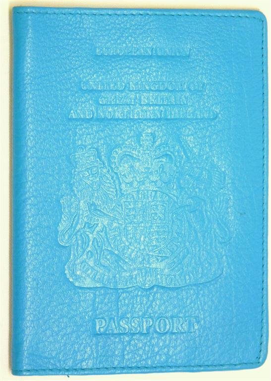 SOFT LEATHER UK PASSPORT COVER HOLDER WALLET BLUE