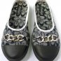 LADIES WOMENS BLACK AND SILVER MULE SLIP ON FLAT OFFICE SHOE SIZE 4 / 37 *NEW*