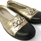 LADIES WOMENS SILVER + GOLD MULE SLIP ON FLAT OFFICE SHOE SIZE 7.5 / 41 *NEW*