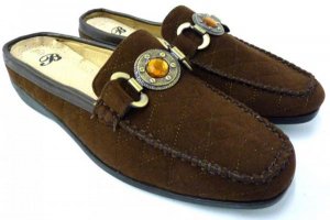 LADIES WOMENS BROWN AMULET MULE SLIP ON FLAT OFFICE SHOE SIZE 5 / 38 *NEW*