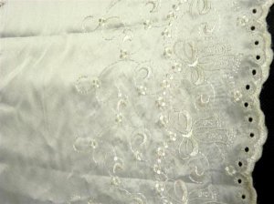 IVORY EMBROIDERED SATIN CHRISTENING FABRIC MATERIAL