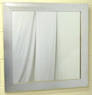 SILVER METAL DISTRESSED FRAME SQUARE HANGING WALL MIRROR 29" X 29"