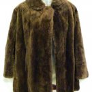 WOMENS DARK BROWN THICK GENUINE REAL FUR COAT JACKET 40"