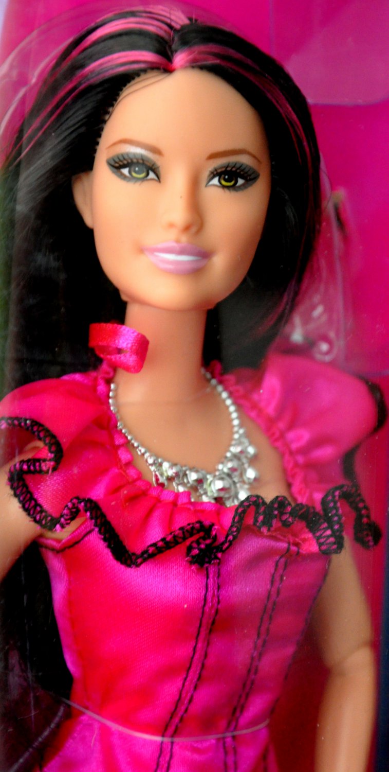 Barbie Fashionistas Raquelle Doll In Pink Blouse And Black And Silver Trousers 2011 Mattel 9333