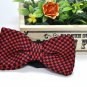 New High Quality Fashion Knitted Bow Tie For Men Red With Navy Blue Checker