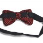 New High Quality Fashion Knitted Bow Tie For Men Red With Navy Blue Checker