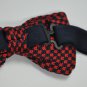 New High Quality Fashion Knitted Bow Tie For Men Red With Navy Blue Checker