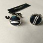 New Men Vintage Cuff Links Blue Cloth Chrome Design