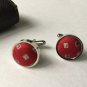 New Men Vintage Cuff Links Red Cloth Chrome Design