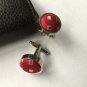 New Men Vintage Cuff Links Red Cloth Chrome Design