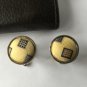 New Men Vintage Cuff Links Yellow Cloth Chrome Design