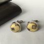 New Men Vintage Cuff Links Yellow Cloth Chrome Design