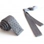 New High Quality Fashion Knitted Tie For Men Gray With Black Dots
