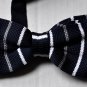 New High Quality Fashion Knitted Bow Tie For Men Navy Blue With White Stripe