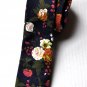 New High Quality Fashion Narrow Floral Cotton Tie For Men Black