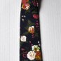 New High Quality Fashion Narrow Floral Cotton Tie For Men Black