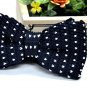 New High Quality Fashion Knitted Bow Tie For Men Navy Blue With White >