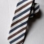New High Quality Fashion Cotton Narrow Tie For Men White With Brown Blue Stripe