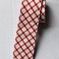 New High Quality Fashion Narrow Cotton Tie For Men White Red Plaid