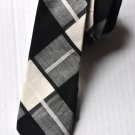 New High Quality Fashion Narrow Cotton Tie For Men White Gray Checker
