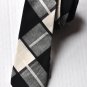 New High Quality Fashion Narrow Cotton Tie For Men White Gray Checker