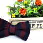 New High Quality Fashion Knitted Bow Tie For Men Navy Blue With Marron Stripe