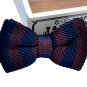 New High Quality Fashion Knitted Bow Tie For Men Navy Blue With Marron Stripe