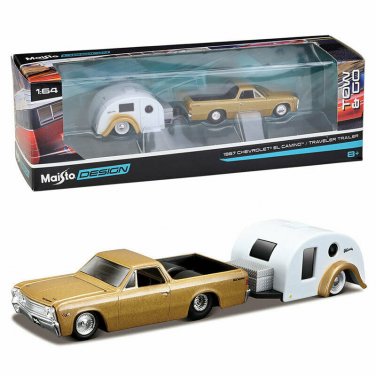 New 1967 Chevy El Camino Trailer Traveler Camper Diecast Car 1:64