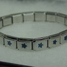 Silvertone & Blue Stars Expandable Metal Bracelet A459 tnk-ent