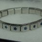 Silvertone & Blue Stars Expandable Metal Bracelet A459 tnk-ent