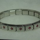 Silvertone & Red Stars Metal Expandable Bracelet A466 tnk-ent