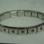 Silvertone & Red Stars Metal Expandable Bracelet A466 tnk-ent