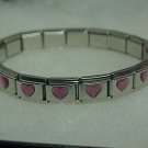 Silvertone Pink Hearts Expandable Metal Bracelet A461 tnk-ent