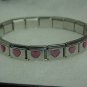 Silvertone Pink Hearts Expandable Metal Bracelet A461 tnk-ent