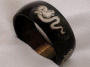 Unisex black stainless steel dragon jewelry ring band size 6