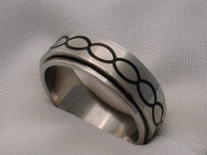 Mens unisex stainless steel engagement or casual jewelry ring black band 12
