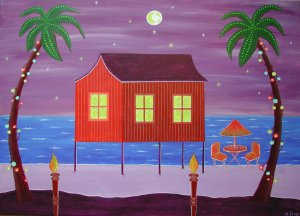 Beach Hut On Tropical Island