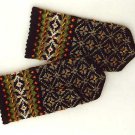 Hand knitted warm wool mittens , gloves patterned with different splendid nature colors