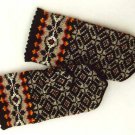 Hand knitted warm wool mittens , gloves Grey and Black