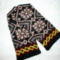 Hand knitted warm wool mittens , gloves Large Flower pattern on Black mittens