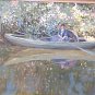 Oil on Canvas Impressionist Lady in Boat with Parasol