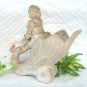 Match Holder Bisque Boy on Flower Chariot Figurine Planter